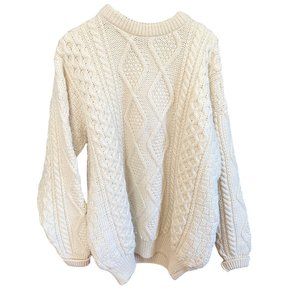 Vtg Men's Irish Wool Fishermans Sweater Cable Knit L